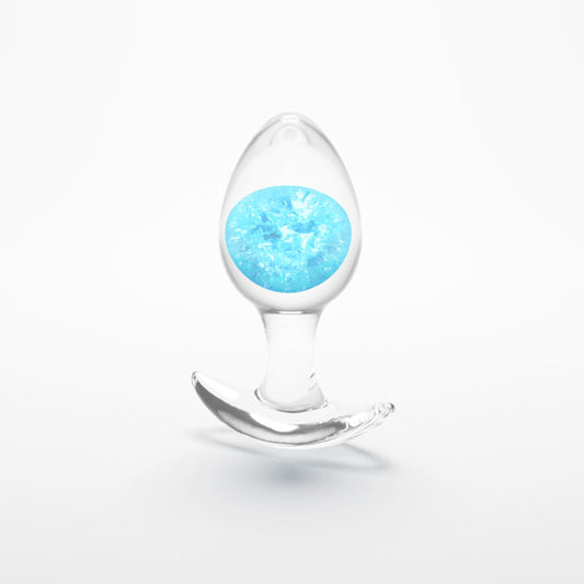 Glams Cosmic - Medium - Blue - Clear/Blue 9.5 cm Small Butt Plug