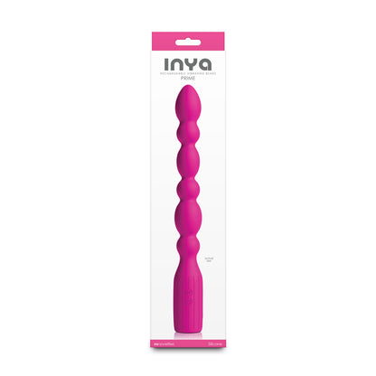 INYA Prime Pink 28.8 cm USB Rechargeable Anal Vibrator. Full view of the vibrator on a white background, a third view.