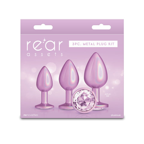 Rear Assets Trainer Kit - Iridescent Pink - Iridescent Pink Metallic Butt Plugs - Set of 3 Sizes - Image 1