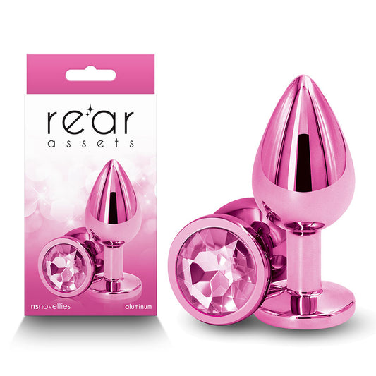 Rear Assets - Medium 8.2 cm Medium Metal Butt Plug with Round Gem Base