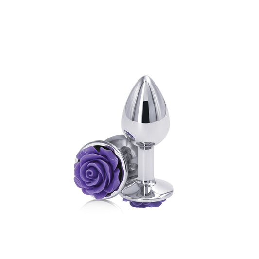 Rear Assets Rose - Small - Chrome 7.6 cm Metal Butt Plug