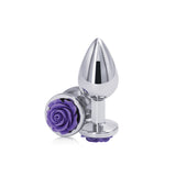 Rear Assets Rose - Medium - Chrome 8.9 cm Metal Butt Plug with Purple Rose Base - Image 2