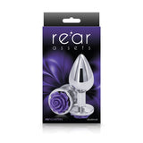 Rear Assets Rose - Medium - Chrome 8.9 cm Metal Butt Plug with Purple Rose Base - Image 3