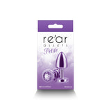 Rear Assets Petite - Purple - Purple 6 cm Metal Butt Plug with Purple Round Gem Base - Image 4