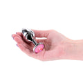 Rear Assets Silver - Medium - Pink Gem - Silver Medium Metal Butt Plug with Pink Gem Base