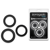 Renegade 3pc Slim Rings - Black - Black Cock Rings - Set of 3 Sizes - Image 1
