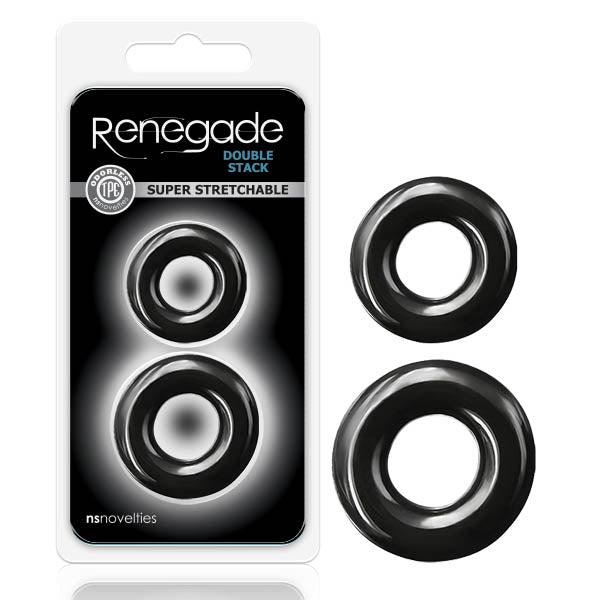 Renegade - Double Stack - Black Cock Rings - Set of 2 - Image 1