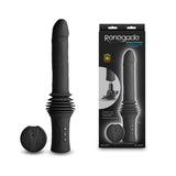Renegade Super Stroker - Black - Black 36.8 cm USB Rechargeable Thrusting Vibrator with Remote Control & Stand - Image 1