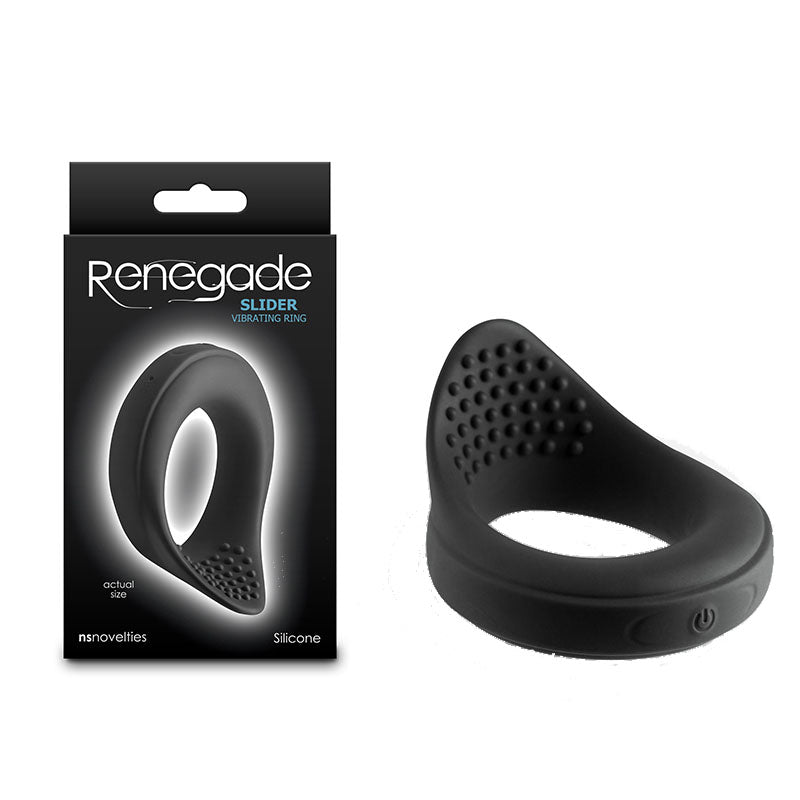 Renegade Slider - Black USB Rechargeable Vibrating Cock Ring