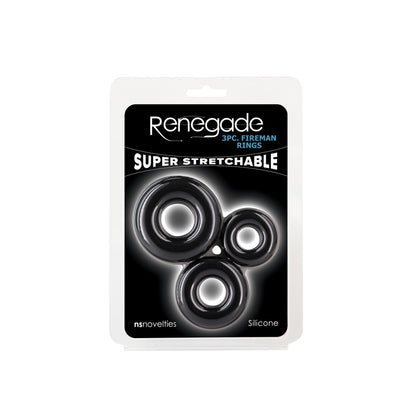 Renegade 3pc Fireman Rings - Black Cock Rings - Set of 3 Sizes