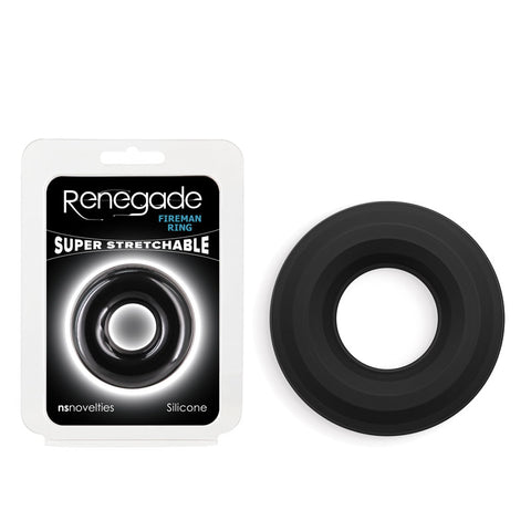 Renegade Fireman Ring - Medium - Black - Black Medium Cock Ring - Image 1