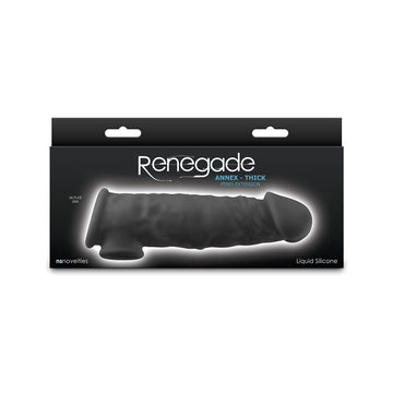 Renegade Annex - Thick - Black - Black 18.6 cm Penis Extender Sleeve