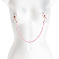 Bound Nipple Clamps - DC1 - Pink - Gold Nipple Clamps with Pink Pearl Chain