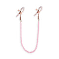 Bound Nipple Clamps - DC1 - Pink - Gold Nipple Clamps with Pink Pearl Chain