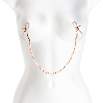Bound Nipple Clamps - DC1 - Rose Gold - Rose Gold Nipple Clamps with Gold Pearl Chain