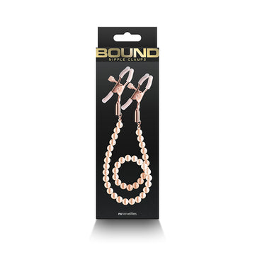 Bound Nipple Clamps - DC1 - Rose Gold - Rose Gold Nipple Clamps with Gold Pearl Chain
