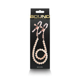 Bound Nipple Clamps - DC1 - Rose Gold - Rose Gold Nipple Clamps with Gold Pearl Chain - Image 4