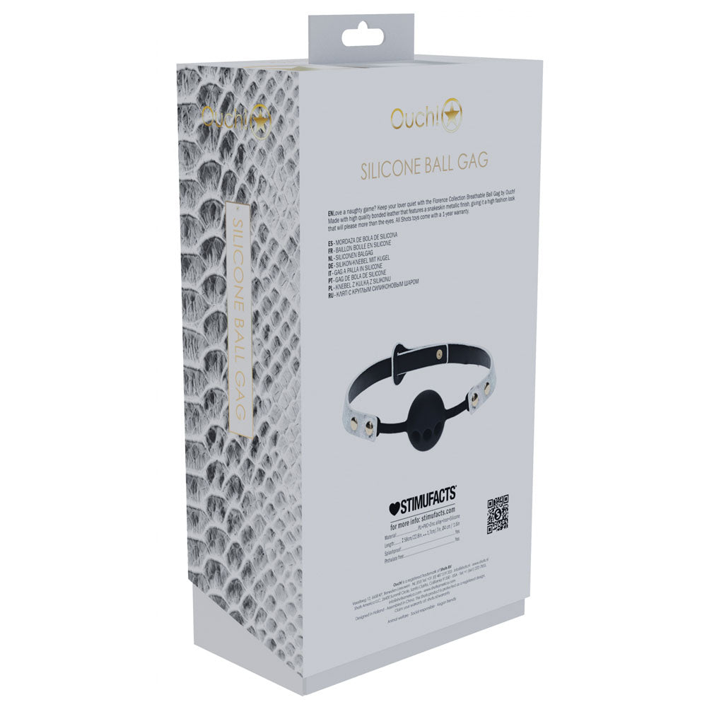 OUCH! Florence Collection - Silicone Ball Gag - White Breathable Mouth