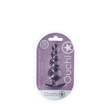 OUCH! Beaded Anal Plug - Metallic Purple - Metallic Purple 11.7 cm Butt Plug - Image 3
