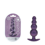 OUCH! Beaded Anal Plug - Metallic Purple - Metallic Purple 11.7 cm Butt Plug - Image 1