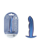OUCH! Finger Anal Plug - Metallic Blue - Metallic Blue 11.7 cm Butt Plug - Image 1