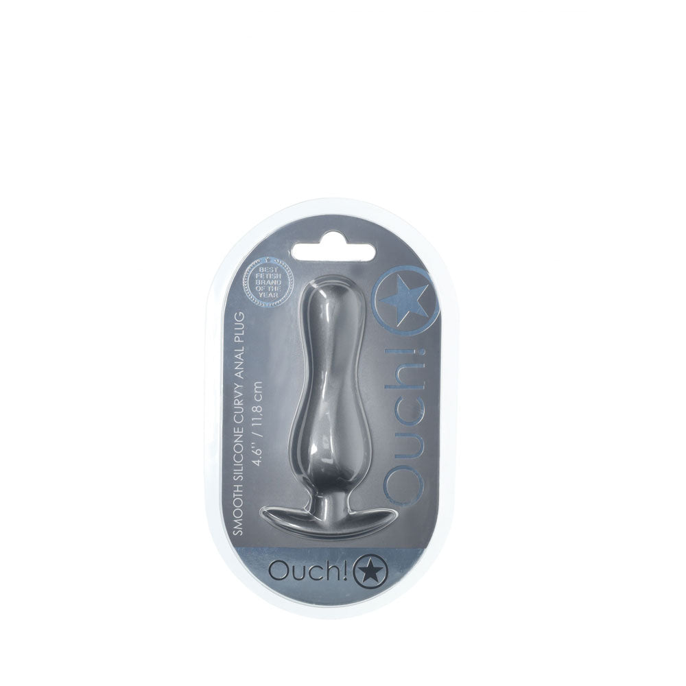 OUCH! Curvy Anal Plug - Gun Metal Grey 11.7 cm Butt Plug