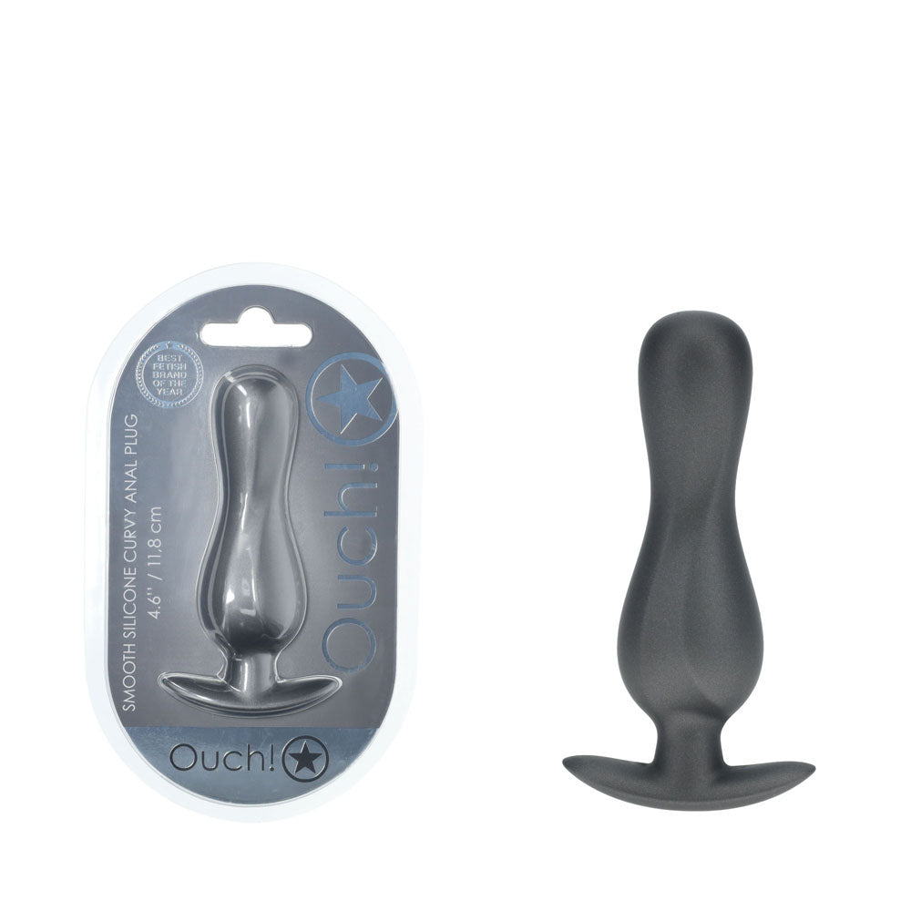 OUCH! Curvy Anal Plug - Gun Metal Grey 11.7 cm Butt Plug