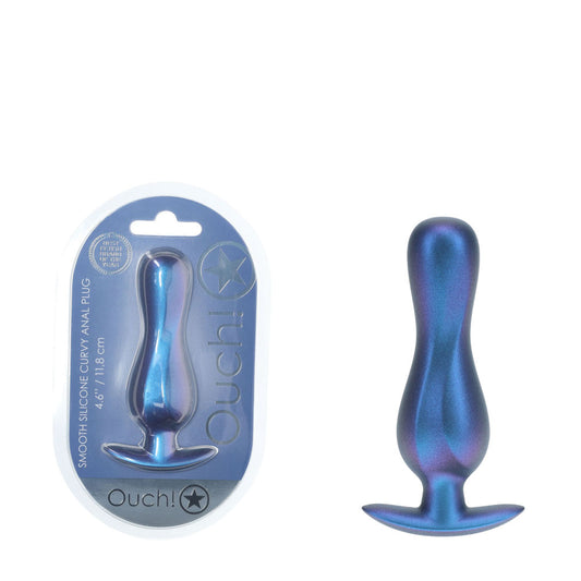 OUCH! Curvy Anal Plug - Metallic Blue 11.7 cm Butt Plug