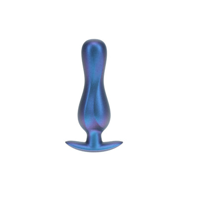 OUCH! Curvy Anal Plug. Full view of the blue butt plug on a white background, another angle.