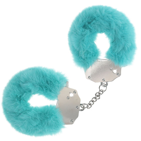 OUCH! Heavy-Duty Fluffy Cuffs - Blue - Blue Fluffy Restraints - Image 1