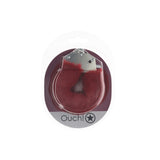 OUCH! Heavy-Duty Fluffy Cuffs - Burgundy - Burgundy Fluffy Restraints - Image 2