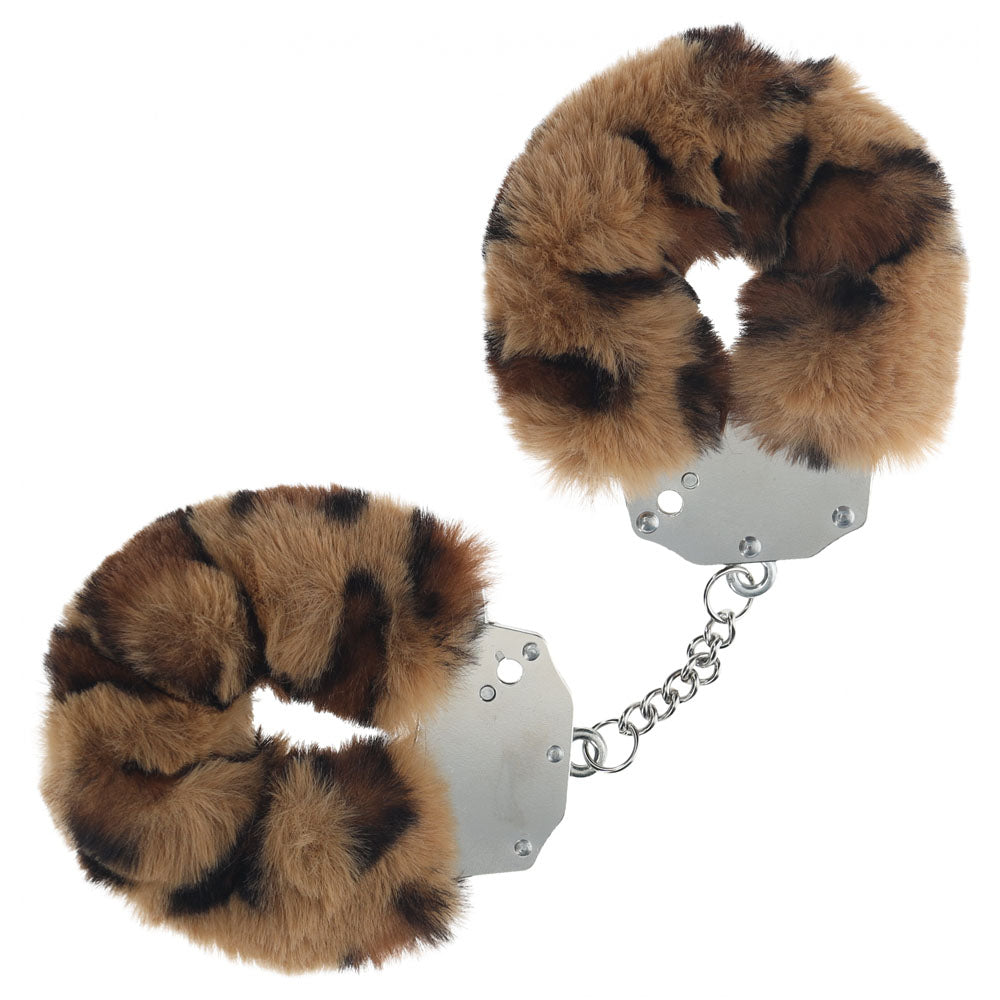 OUCH! Heavy-Duty Fluffy Cuffs - Leopard Fluffy Restraints