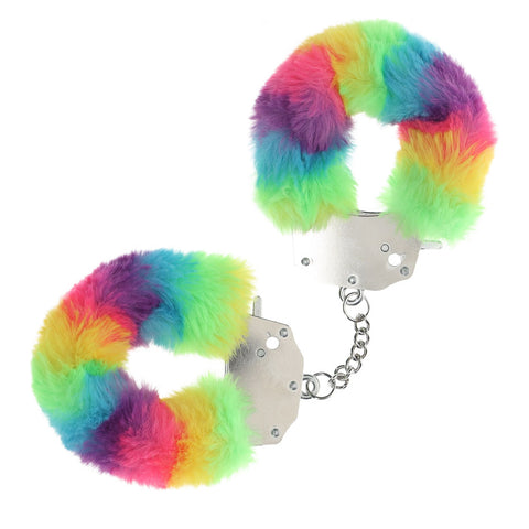 OUCH! Heavy-Duty Fluffy Cuffs - Multicolour 1 - Multicoloured Fluffy Restraints - Image 1