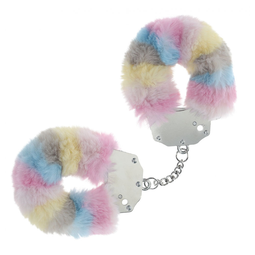 OUCH! Heavy-Duty Fluffy Cuffs - Multicolour 2 - Multicoloured Fluffy