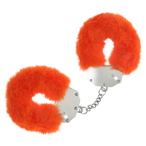 OUCH! Heavy-Duty Fluffy Cuffs - Orange - Orange Fluffy Restraints - Image 1