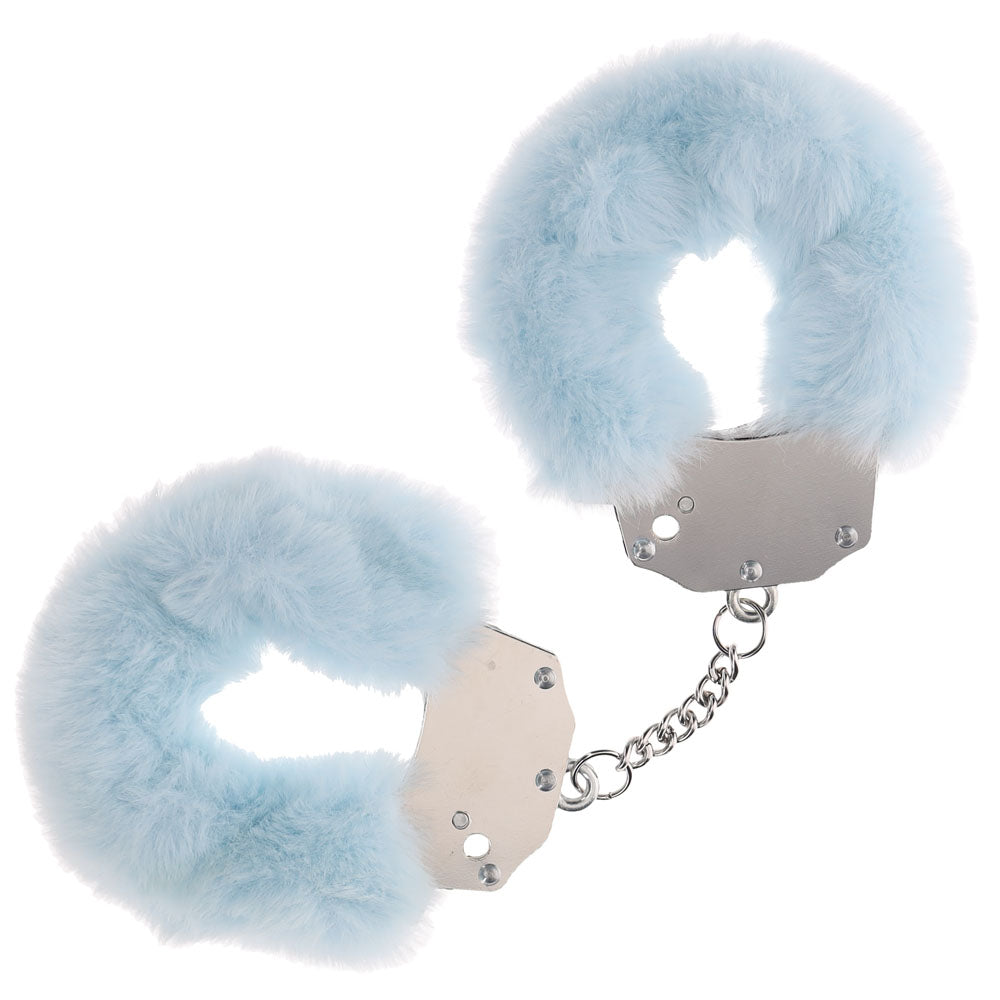 OUCH! Heavy-Duty Fluffy Cuffs - Powder Fluffy Restraints - Blue