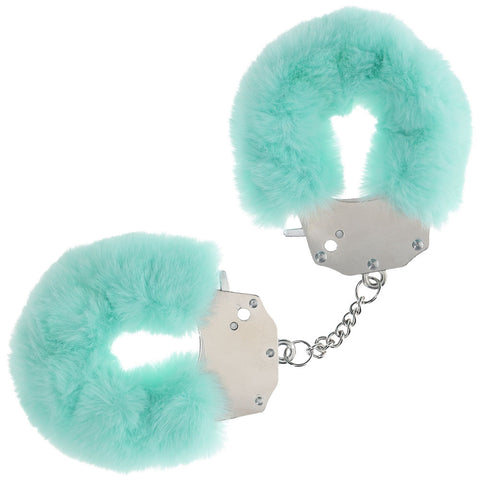 OUCH! Heavy-Duty Fluffy Cuffs - Powder Green - Powder Green Fluffy Restraints - Image 1