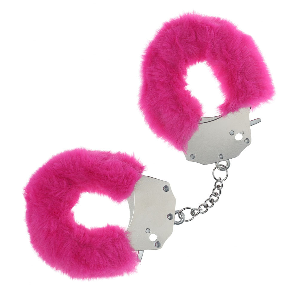 OUCH! Heavy-Duty Fluffy Cuffs Fluffy Restraints - Pink