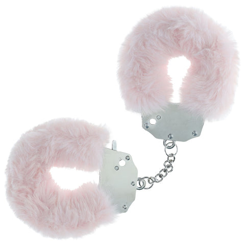 OUCH! Heavy-Duty Fluffy Cuffs - Powder Pink - Powder Pink Fluffy Restraints - Image 1