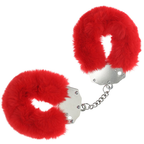 OUCH! Heavy-Duty Fluffy Cuffs - Red - Red Fluffy Restraints - Image 1
