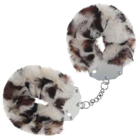 OUCH! Heavy-Duty Fluffy Cuffs - Snow Leopard - Snow Leopard Fluffy Restraints - Image 1