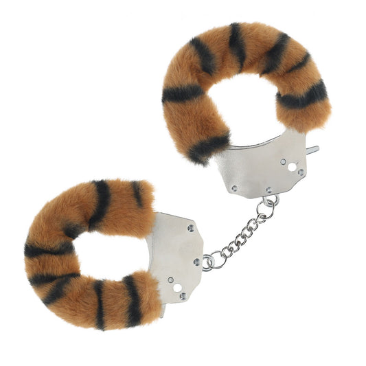 OUCH! Heavy-Duty Fluffy Cuffs - Tiger Fluffy Restraints