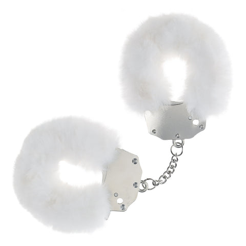 OUCH! Heavy-Duty Fluffy Cuffs - White - White Fluffy Restraints - Image 1
