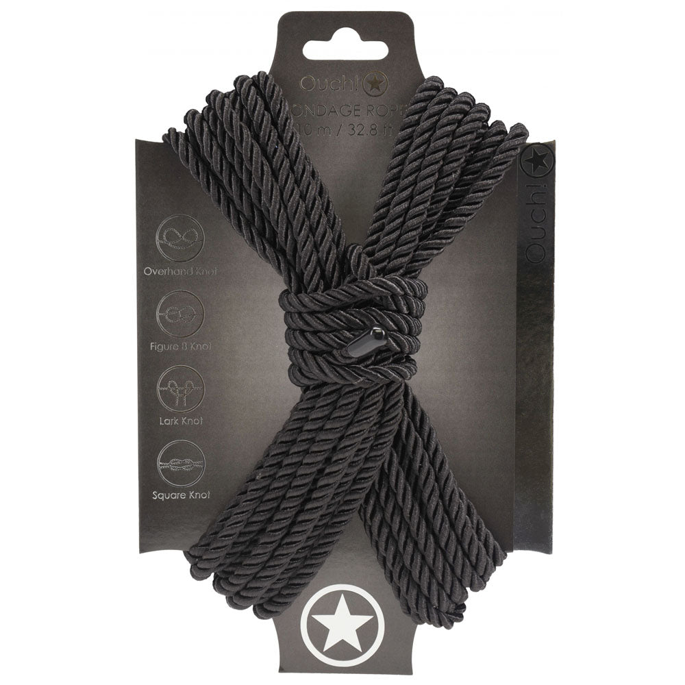 OUCH! Bondage Rope - 10 M Nylon Bondage Rope - 10 metre Length - Black
