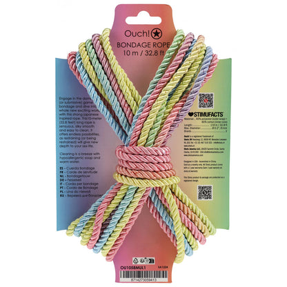 OUCH! Bondage Rope - 10 M - Multicolour 1 - Multicoloured Nylon