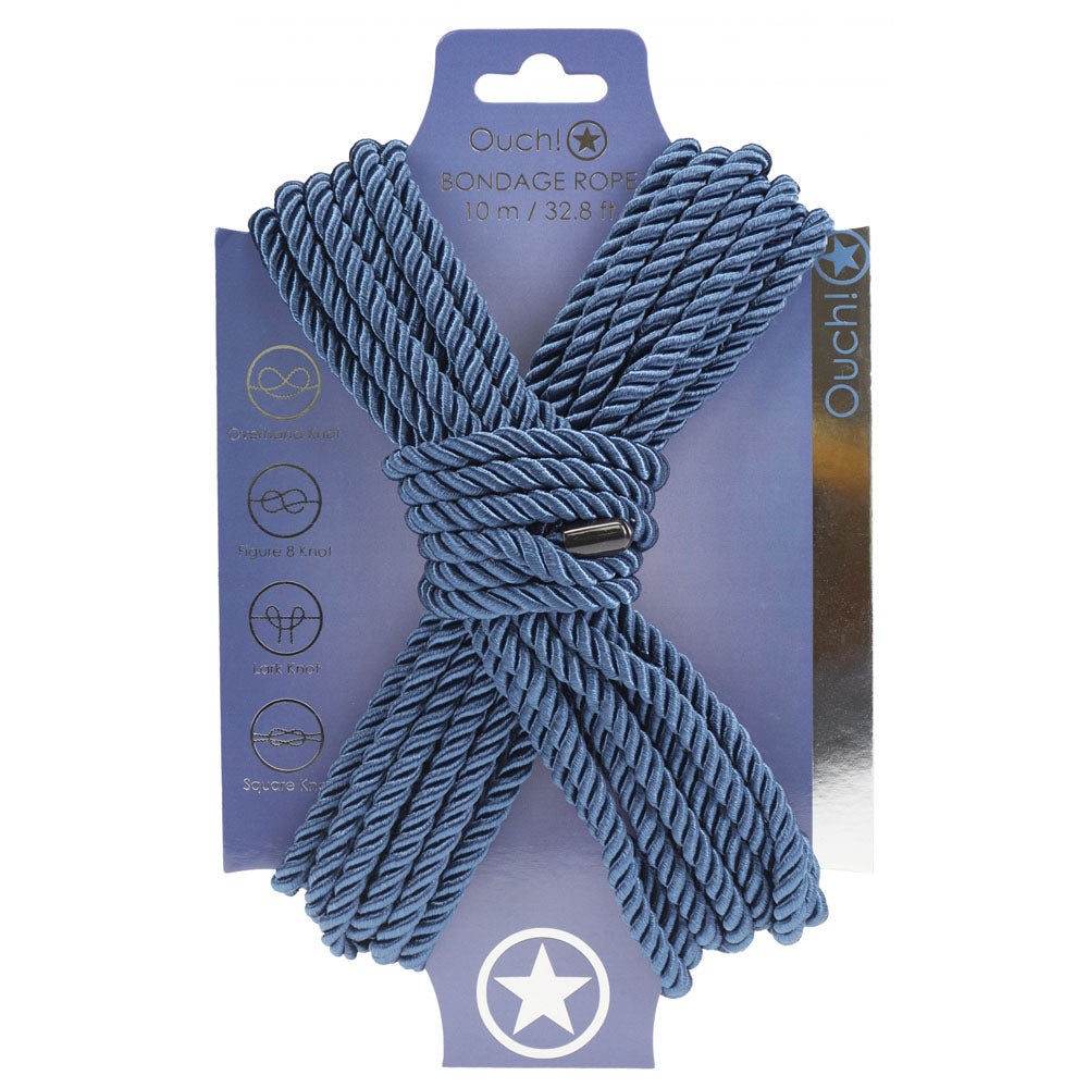 OUCH! Bondage Rope - 10 M Nylon Bondage Rope - 10 metre Length - Navy
