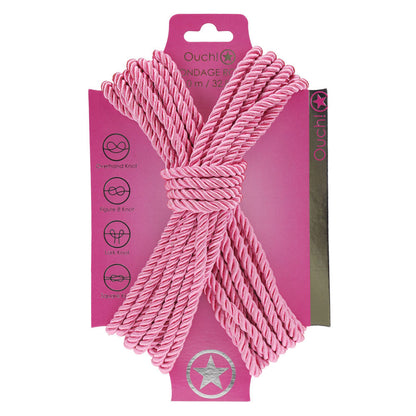 OUCH! Bondage Rope - 10 M Nylon Bondage Rope - 10 metre Length - Pink