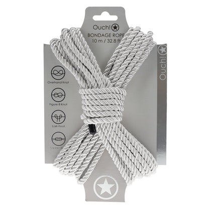 OUCH! Bondage Rope - 10 M - Silver - Silver Nylon Bondage Rope - 10 metre Length