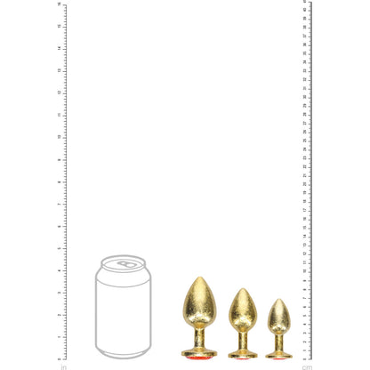 OUCH! Milan Collection - Metal Anal Plug Set - Gold Butt Plugs with Gem Bases - Set of 3 Sizes