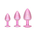 OUCH! Paris Collection - Metal Anal Plug Set - Pink - Metallic Pink Butt Plugs with Gem Bases - Set of 3 Sizes